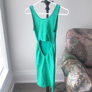 Peacock Green Bodycon Stretch Open Back Dress 👗